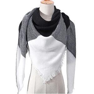 White and Black Triangle Winter Scarf